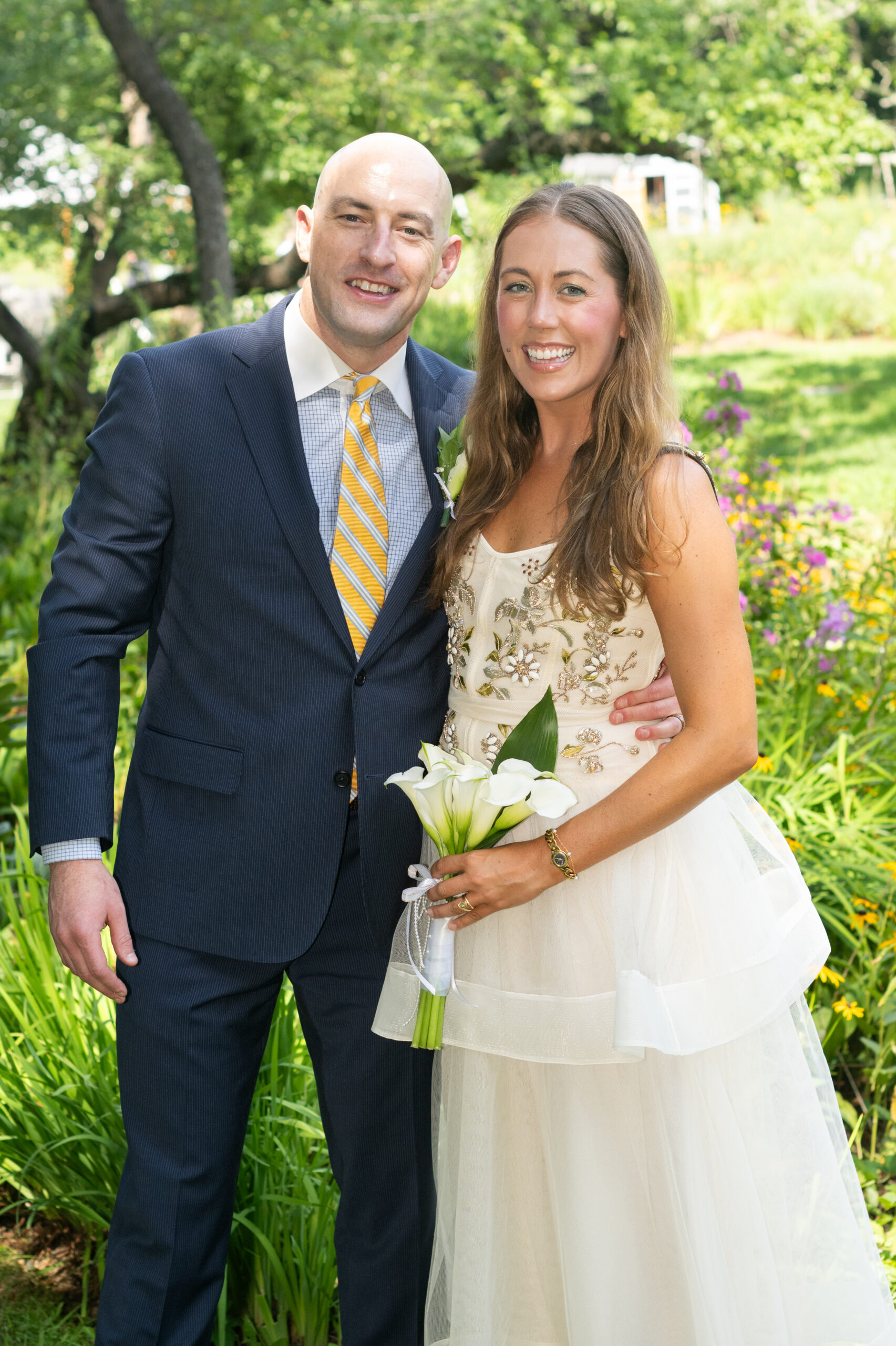 brendan and his wife on their wedding day
